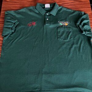 Vintage 90s Mens XL Chad Little John Deere Motorsports Racing Polo Shirt Green